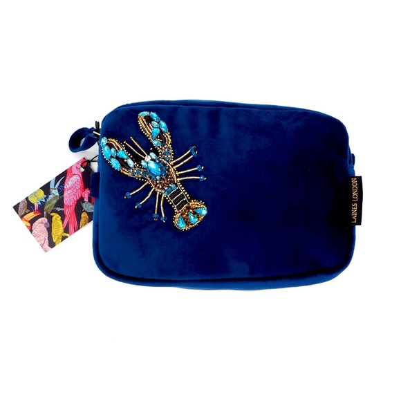 Laines London Handbags - Laines London Navy Blue Velvet Cosmetic Bag